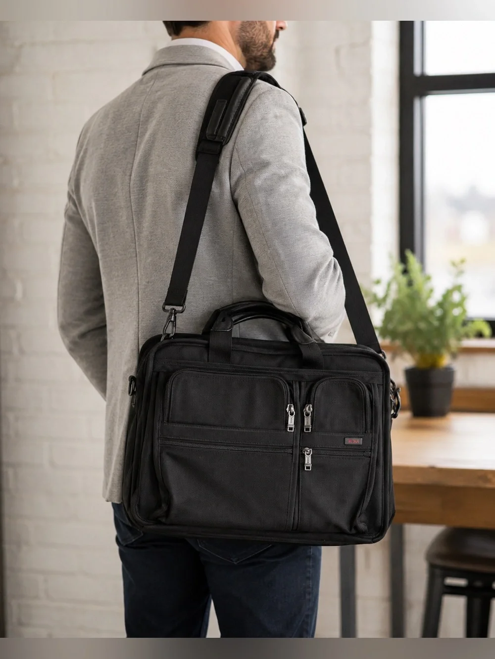 TUMI Alpha Black Ballistic Expandable Laptop Business Briefcase